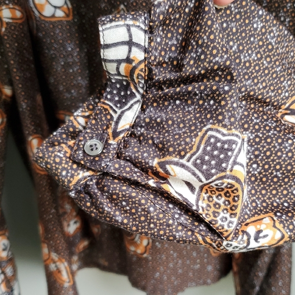 XiRENA NWT Silk Cotton 'Blair' Batik Floral Marigold Print Blouse Top  M - Picture 11 of 14